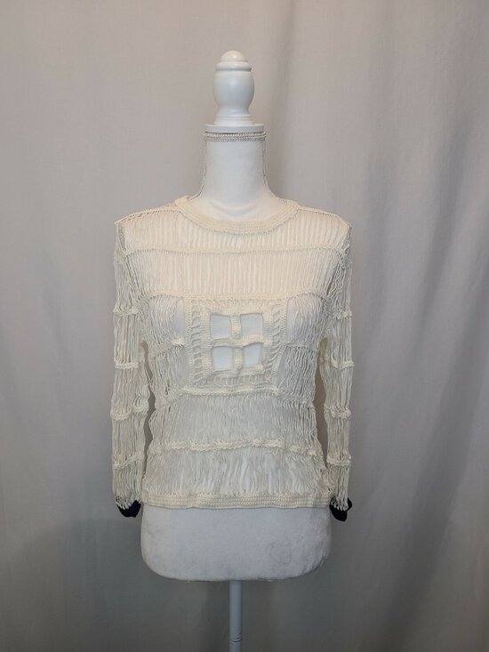 Band Of Outsiders Tops - BOY Band of Outsiders Ivory Macrame Crochet Long Sleeve Boho Shirt Size 2